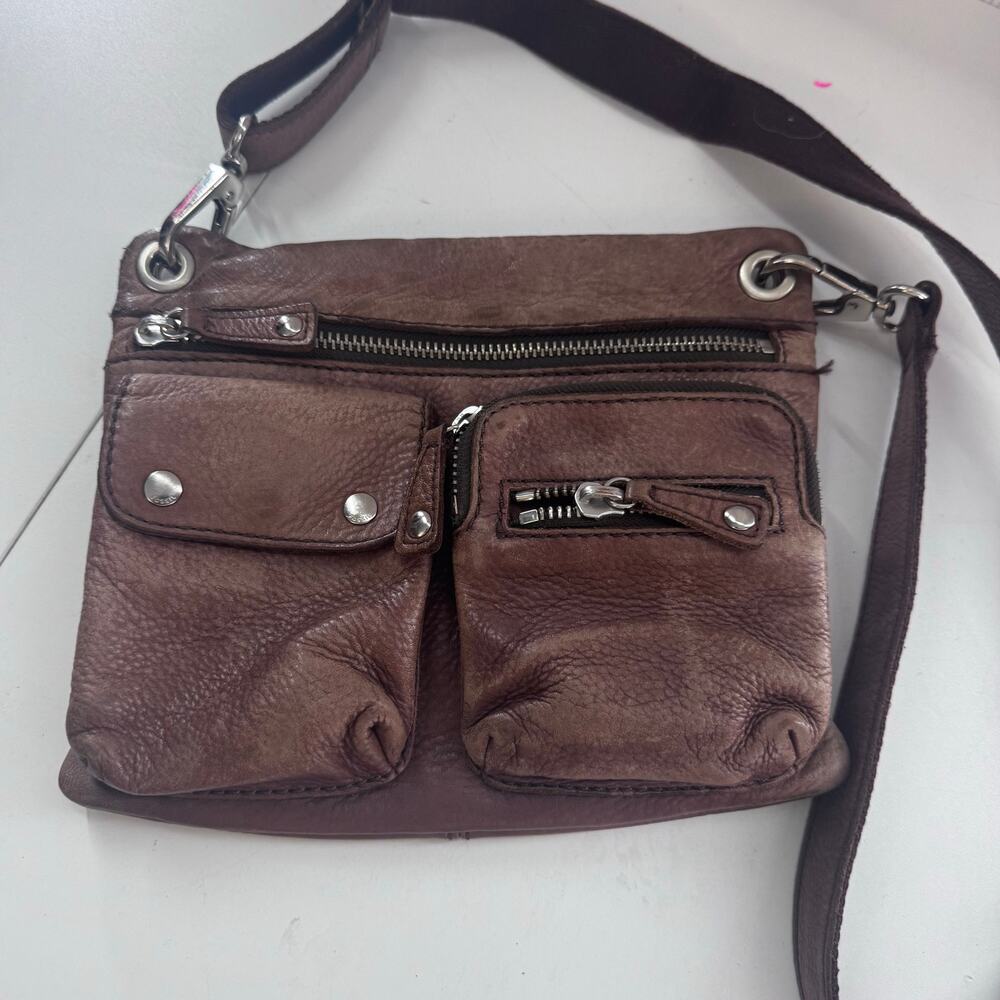 Vtg. 90's Fossil Sutton Brown Supple Leather Crossbody Handbag 4 compartments